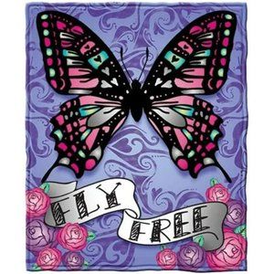 Beautiful Soft & Cozy Colorful Butterfly Fly Free Blanket Fleece Throw 50"x60"